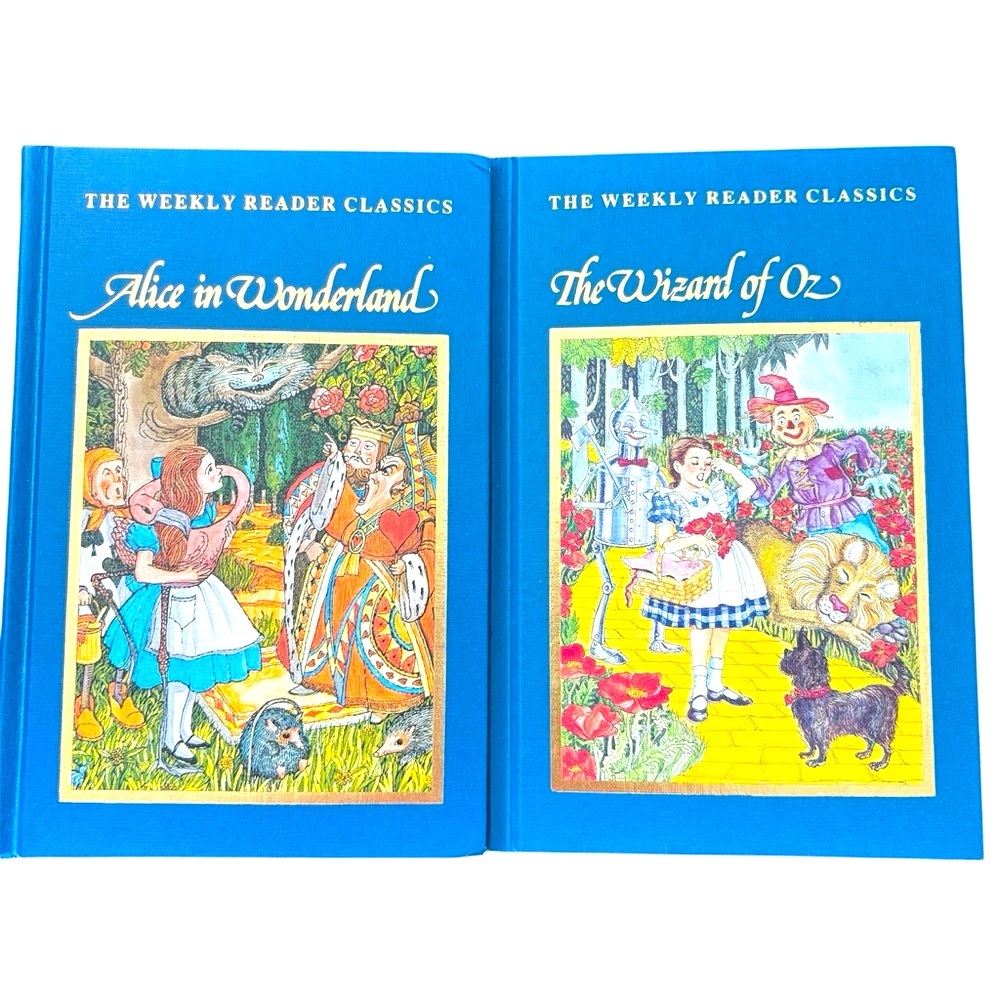 2 Vintage Weekly Reader Classics Books The Wizard of Oz & Alice in Wonderland